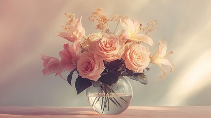 Obraz premium Elegant Floral Arrangement in Glass Vase