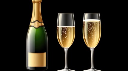 Two women celebrate New Year's Eve with a toast, clinking champagne glasses in a festive ambiance against a dark backdrop