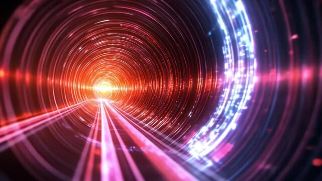 A futuristic depiction of quantum teleportation, illustrating the transfer of information instantaneously across distances