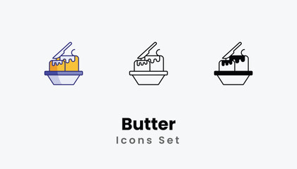 Butter Icons thin line and glyph vector icon stock illustration