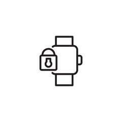 Wearable security, smartwatch with lock. Smartwatch lock icon, simple security. Secure smartwatch, wearable tech security.