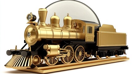 Obraz premium A train adorned with a red star placed on top is beside a lovely Christmas tree