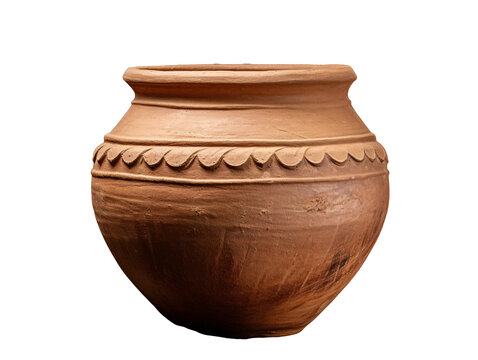 a clay pot with a white background