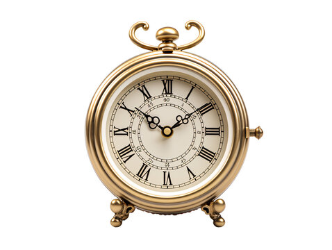 a gold clock with roman numerals