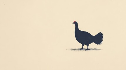 Fototapeta premium A black bird with a red beak stands on a white background