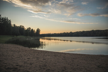 sunset over the river