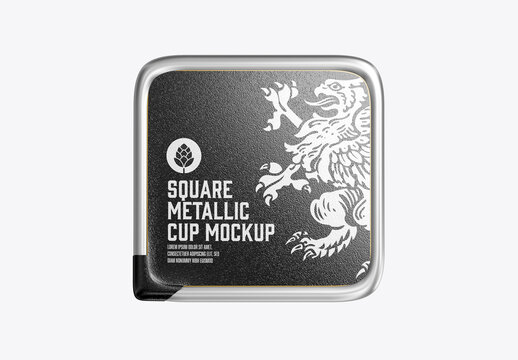 Square Metallic Cup Mockup