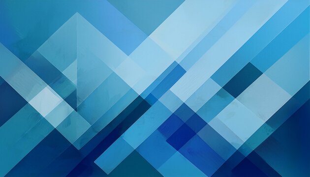 abstract blue background with triangles and rectangle shapes layered in contemporary modern art design