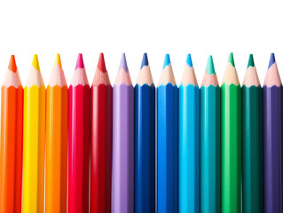 a row of colored pencils