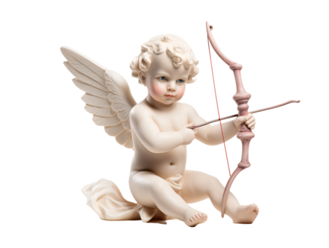 a statue of a baby cupid holding a bow and arrow