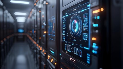Fototapeta premium Futuristic Server Room Interface