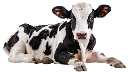 a cow lying down on the floor