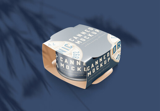 Packaging with Tin Cans Mockup