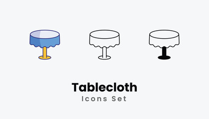 Tablecloth Icons thin line and glyph vector icon stock illustration
