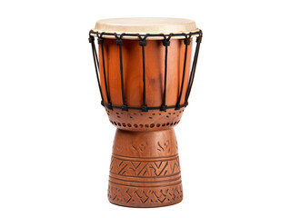 a brown drum with black strings