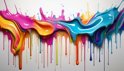 Naklejka premium Colorful paint dripping isolated on white