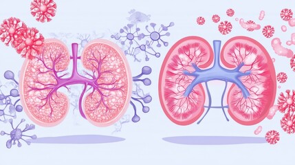 2409_539.illustration comparing traditional and modern approaches to treating kidney diseases, featuring lifestyle changes, alternative therapies, and advances in medical technology