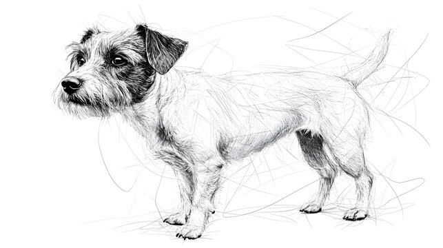 recommend clip art: Jack Russell Terrier full body sketch hand drawn line art engraving Vector illustration