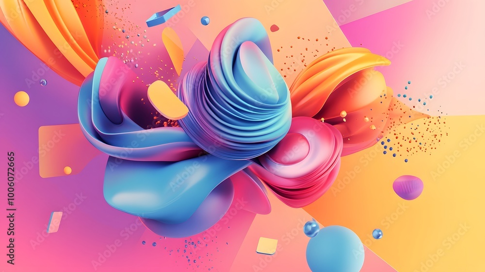Poster abstract shapes on colorful trendy background. modern fluid colorful gradient geometric figures in t