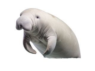 a manatee swimming in the water