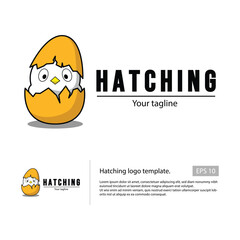 Hatch logo template with a cracked egg, white chicken, and with an outline.