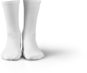 Mockup of high, long white socks 3d rendering, png, front view