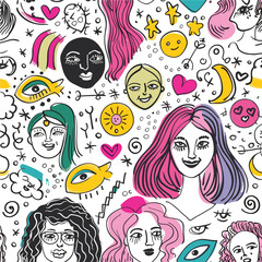 Woman Hand Drawn Doodle Vector Design