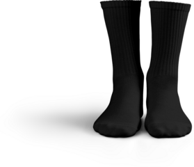 Mockup of high, long black socks 3d rendering, png, front view
