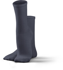 Mockup high, long dark socks 3d rendering, png, front view