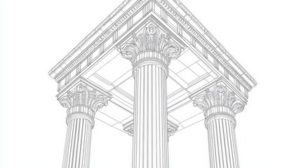Intricate minimalist drawing of a Greek column in one continuous line, perfect for architectural illustrations or old building elements.