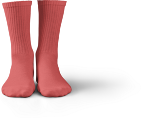 High, long red socks mockup 3d rendering, png, front view