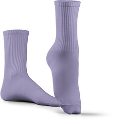 Mockup of high, long violet socks 3d rendering, png, front view