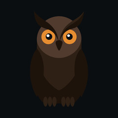 Vibrant Jungle Owl Vector Illustration Nestled Among Exotic Jungle Foliage
