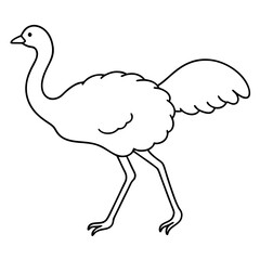 Vibrant Vector Illustration of an Ostrich Running Gracefully in the Wild
