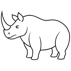 Eye Catching Vector Illustration of a Rhinoceros Side Profile Emphasizing Its Bold Features Against a Natural Backdrop
