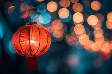 Beautiful greeting card with holiday composition for celebrate chinese festival of lanterns