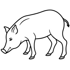 Wild Boar Sniffing the Ground Vector Illustration Showcasing Its Unique Behavior
