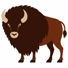 Majestic bison with thick fur and strong posture detailed in vector illustration
