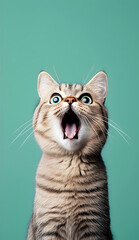 Excited Cat Portrait Open Mouth Whiskers Ears Bright Eyes Cute Expression