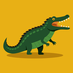Crocodile on land in hunting stance with open mouth stunning vector illustration
