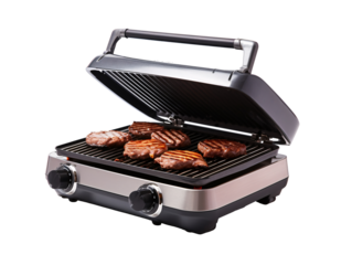 a grill with hamburger patties on it