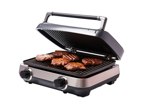 a grill with hamburger patties on it