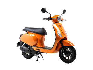 an orange scooter with black seat