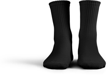 Mockup of medium black socks 3D rendering, png