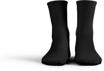 Mockup of medium black socks 3D rendering, png