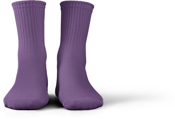 Mockup of medium violet socks 3D rendering, png