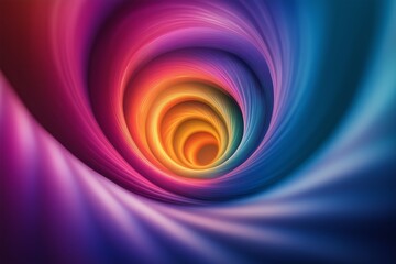 Colorful spiral with a rainbow inside. The spiral is purple, blue, and orange. Rainbow golden spiral tie dye background pattern with swirls creating a festive and boho backdrop