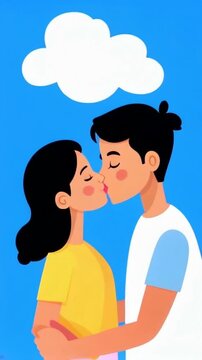couple kiss animation