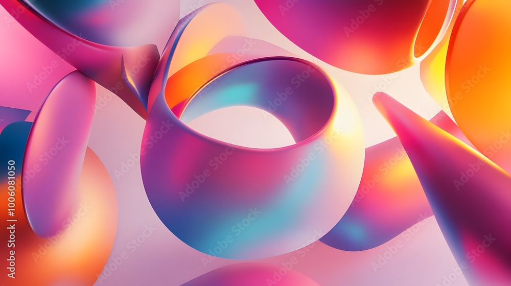 Poster abstract shapes on colorful trendy background. modern fluid colorful gradient geometric figures in t