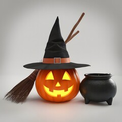 Scary halloween pumpkin  in the park